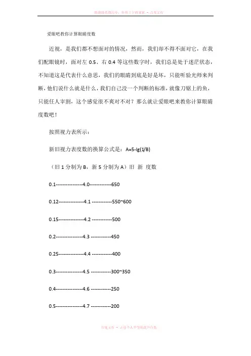 爱眼吧教你计算眼睛度数