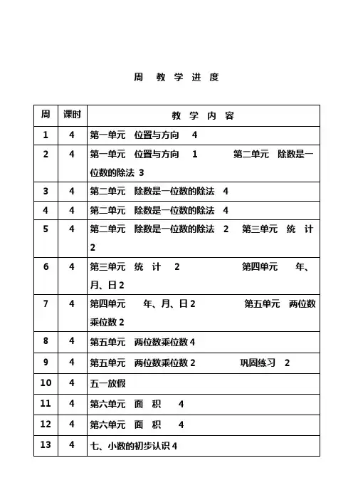 2020—2021年新人教版小学数学三年级下册全册精品教案.doc