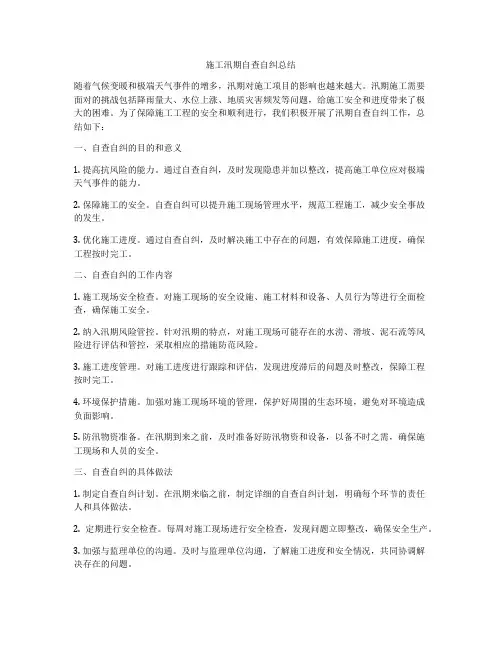施工汛期自查自纠总结