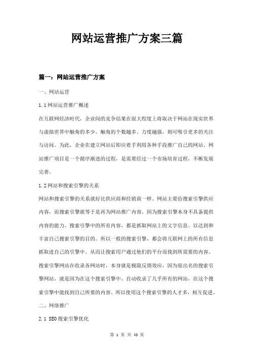 网站运营推广方案三篇