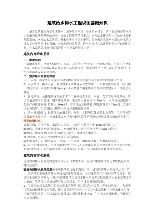 建筑给水排水工程识图基础知识