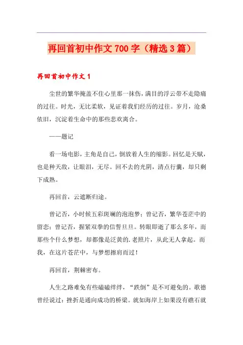 再回首初中作文700字(精选3篇)