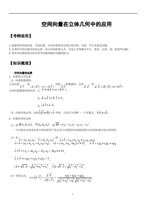 空间向量在立体几何中的应用知识点大全、经典高考题带解析、练习题带答案[2]演示教学