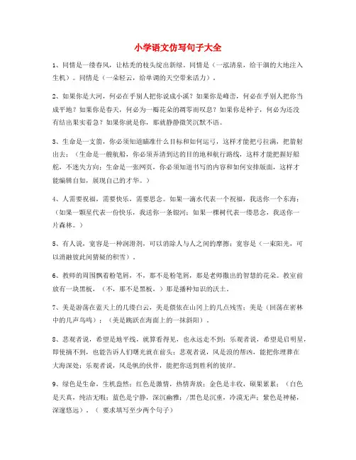 名师课件：小学语文仿写句小升初必练