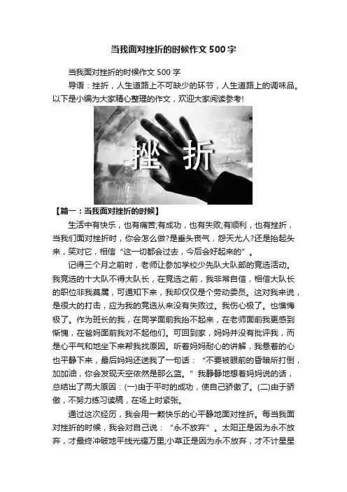 当我面对挫折的时候作文500字