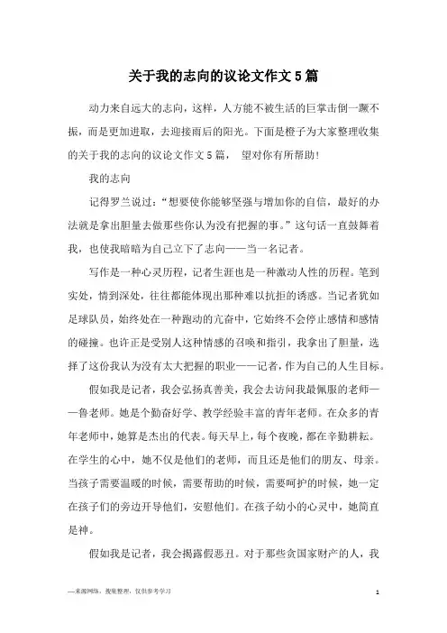 关于我的志向的议论文作文5篇