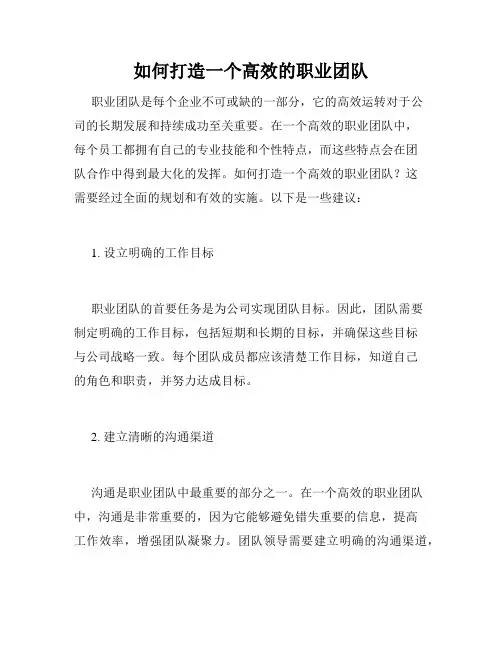 如何打造一个高效的职业团队