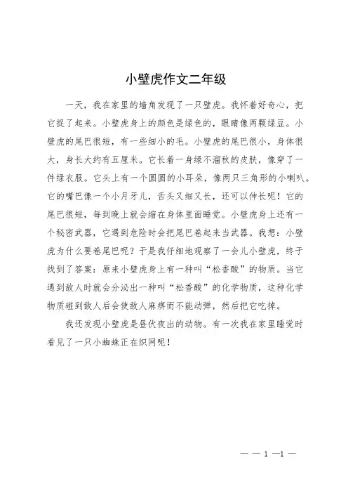 小壁虎作文二年级