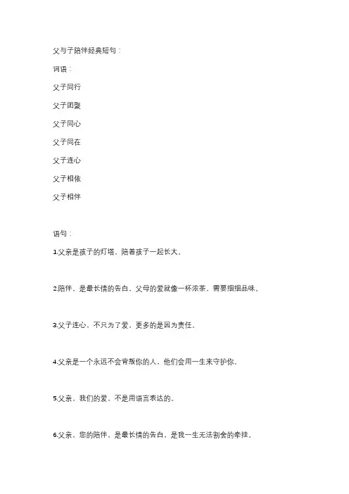 父亲跟儿子一起的短语