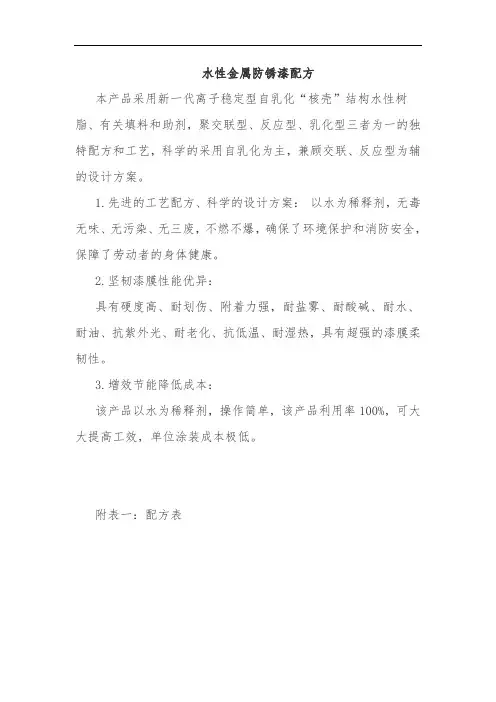 水性金属防锈漆配方