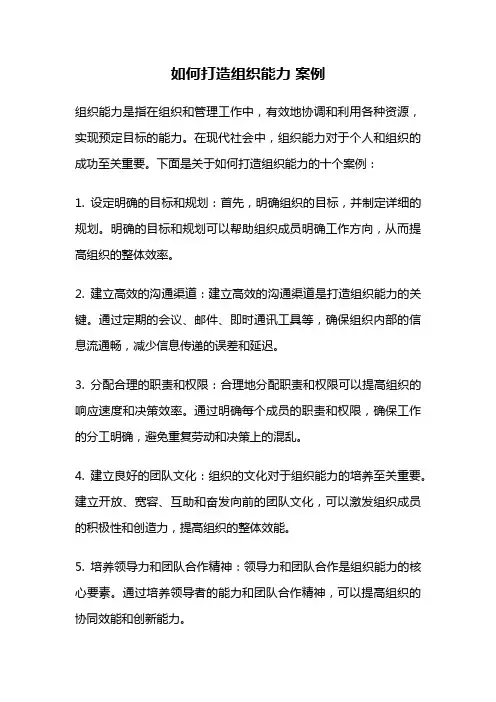 如何打造组织能力 案例