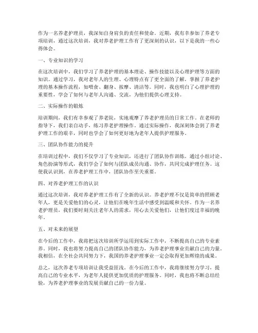 养老专项培训心得体会范文