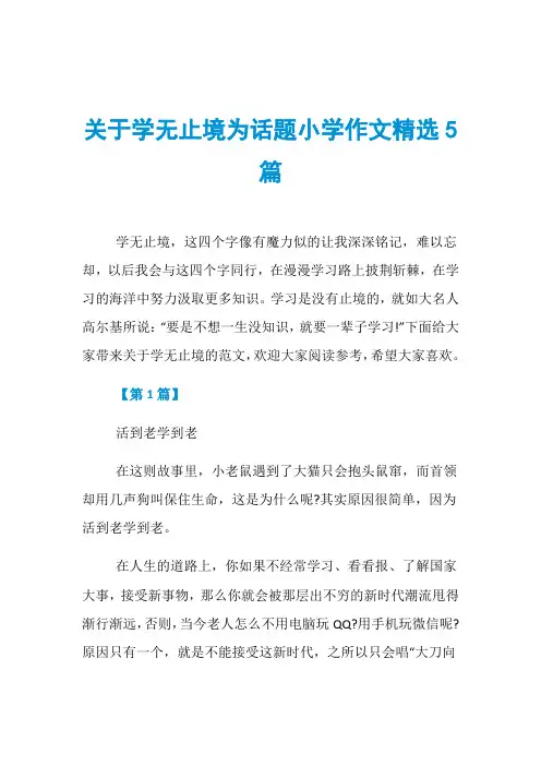 关于学无止境为话题小学作文精选5篇