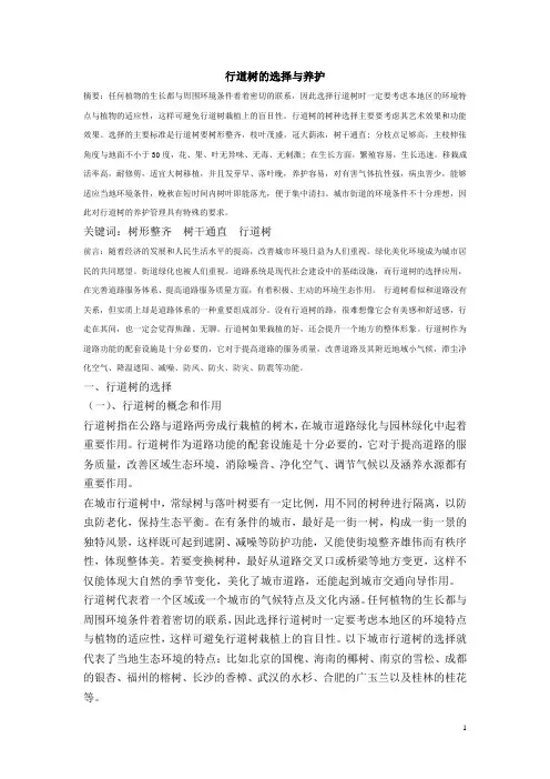 行道树的选择与管理