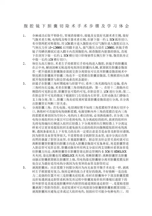 腹腔镜下胆囊切除术手术步骤及学习要点