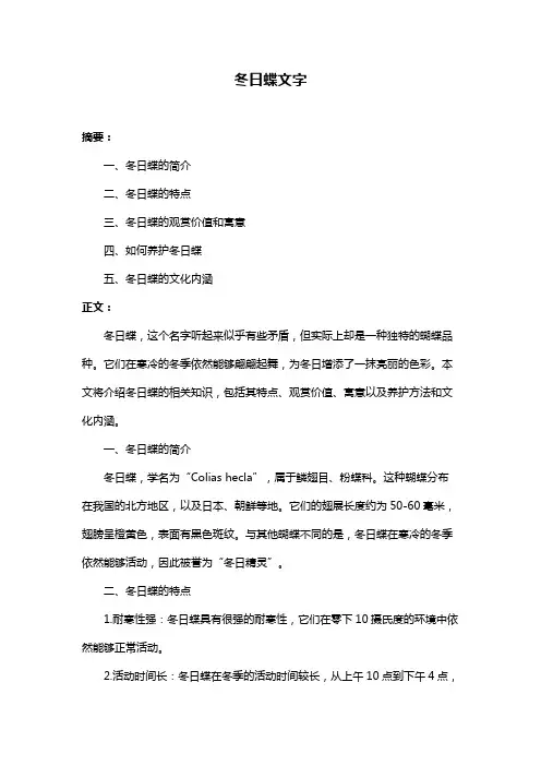 冬日蝶文字