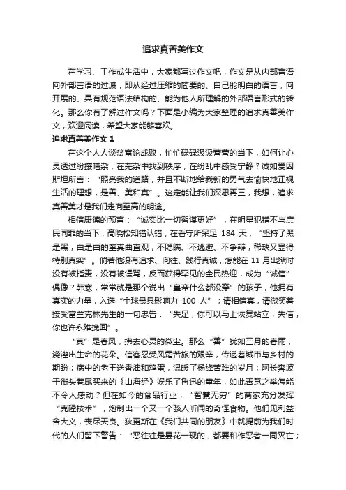 追求真善美作文（4篇）