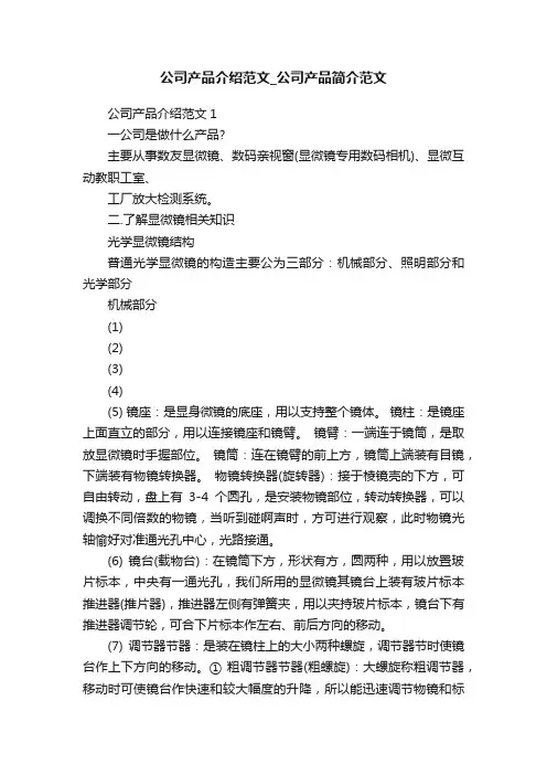 公司产品介绍范文_公司产品简介范文
