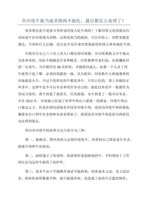 在印度牛被当成圣物肉不能吃,最后都怎么处理了？