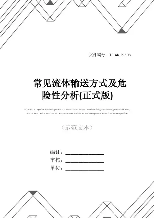 常见流体输送方式及危险性分析(正式版)