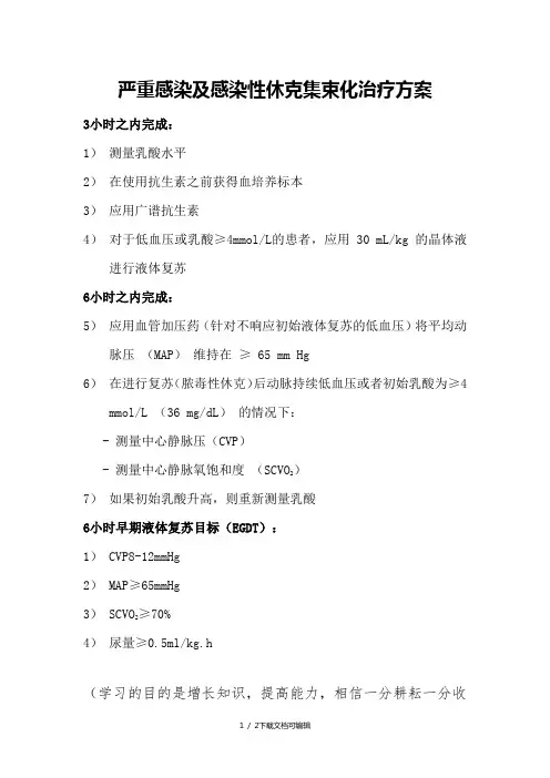 严重感染及感染性休克3小时及6小时