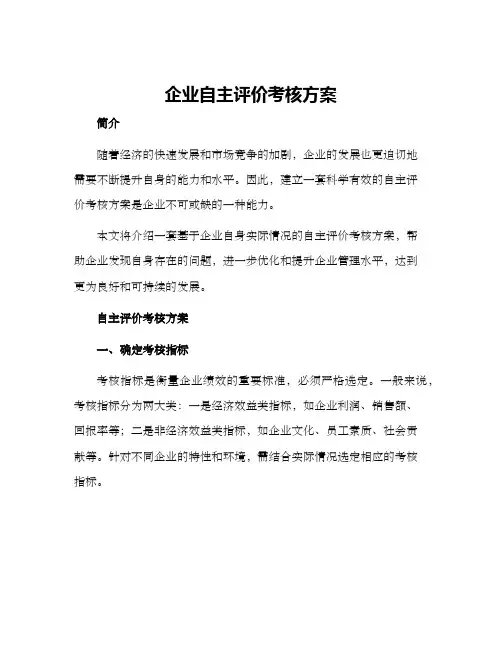 企业自主评价考核方案