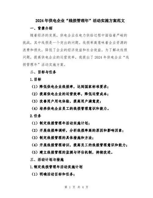 2024年供电企业“线损管理年”活动实施方案范文