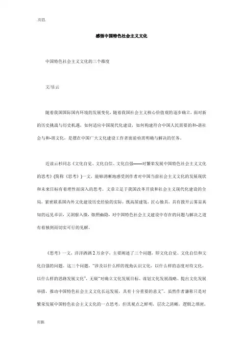 感悟中国特色社会主义文化