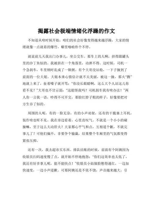 揭露社会极端情绪化浮躁的作文