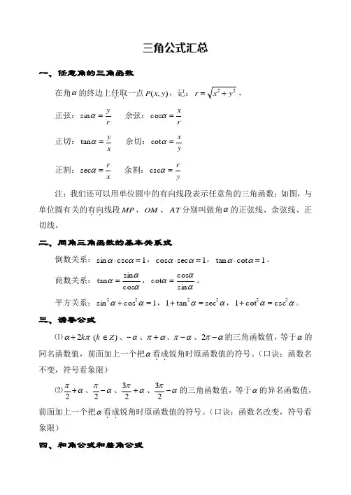 三角函数大全