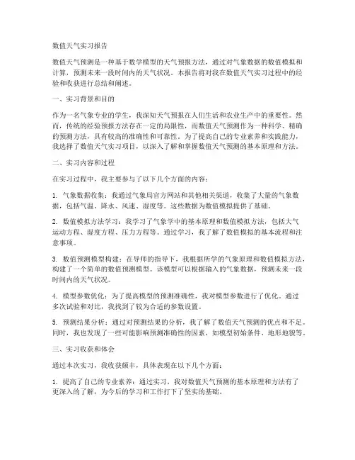 数值天气实习报告