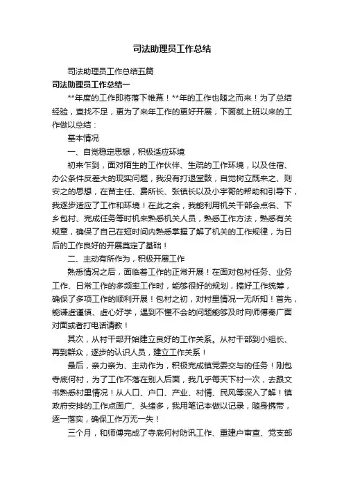司法助理员工作总结