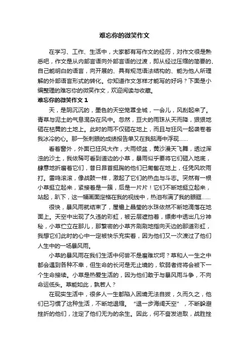 难忘你的微笑作文15篇