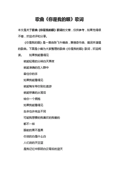 歌曲《你是我的眼》歌词