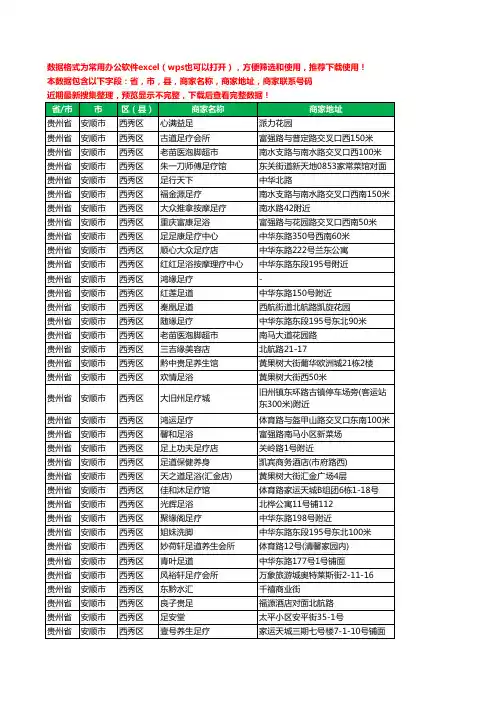 2020新版贵州省安顺市西秀区足疗工商企业公司商家名录名单黄页联系电话号码地址大全104家