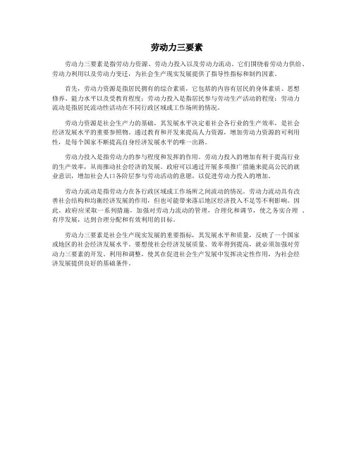 劳动力三要素
