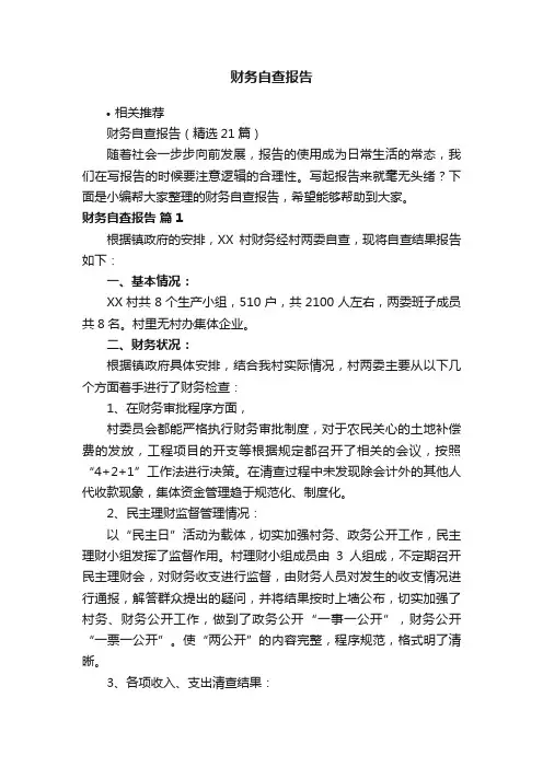 财务自查报告