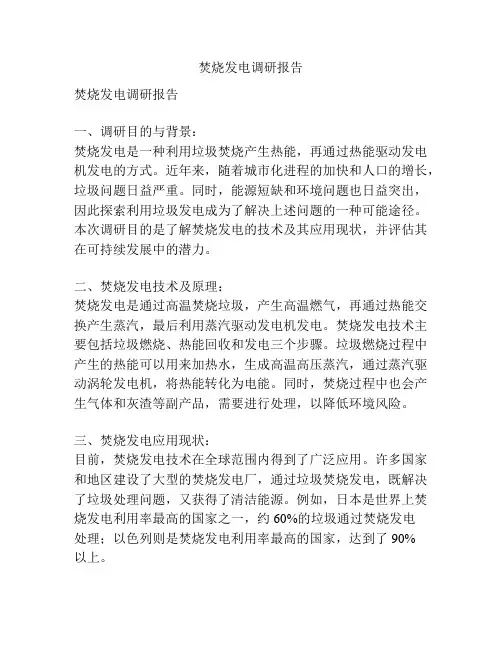 焚烧发电调研报告