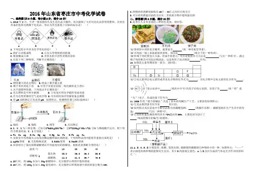 2016年枣庄中考化学真题