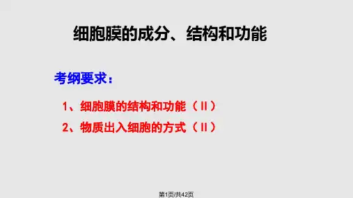 细胞膜的成分结构和功能好PPT课件
