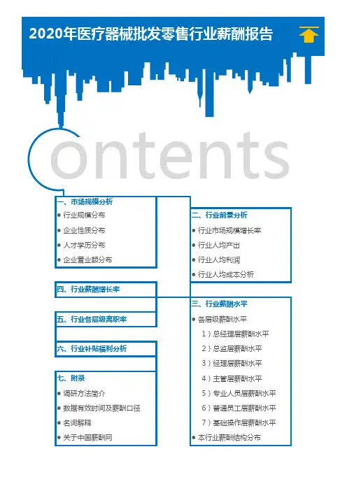 2020年医疗器械批发零售行业薪酬报告(调查报告)