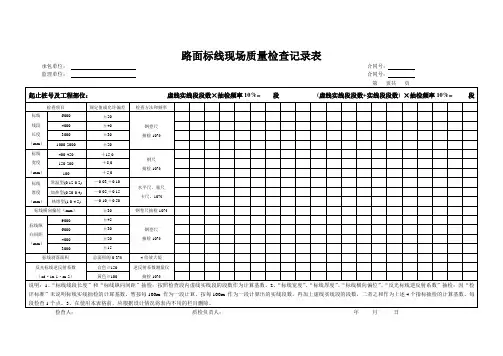 路面标线现场质量检查记录表