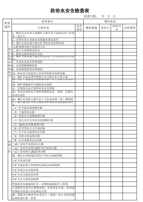 防治水安全检查表
