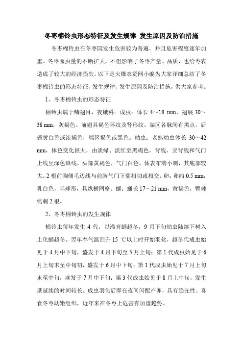 冬枣棉铃虫形态特征及发生规律 发生原因及防治措施