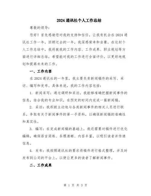 2024通讯社个人工作总结