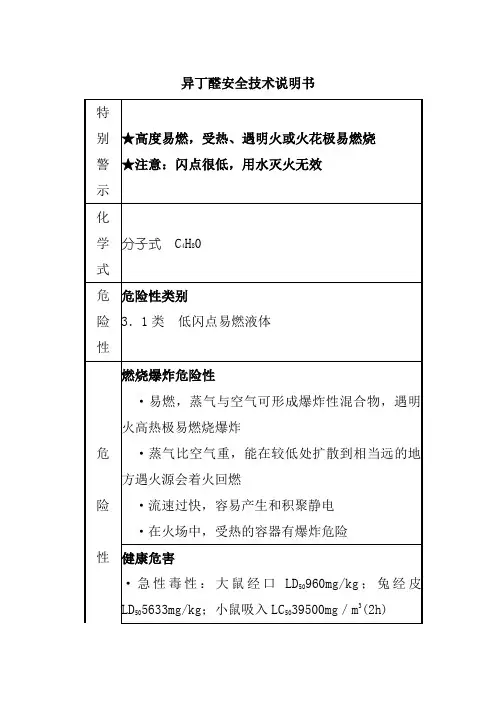 异丁醛安全技术说明书