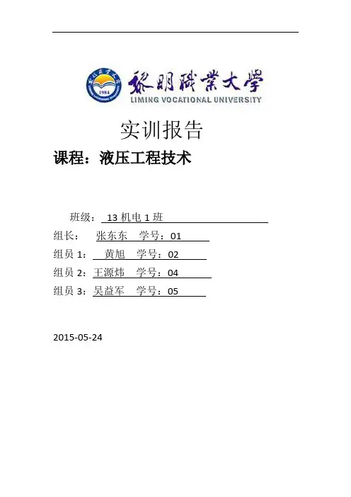 液压元件拆装实验报告模板 参考