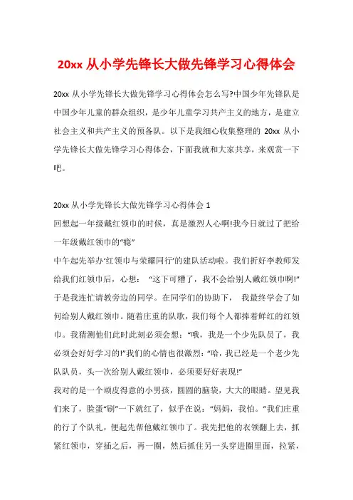 20xx从小学先锋长大做先锋学习心得体会