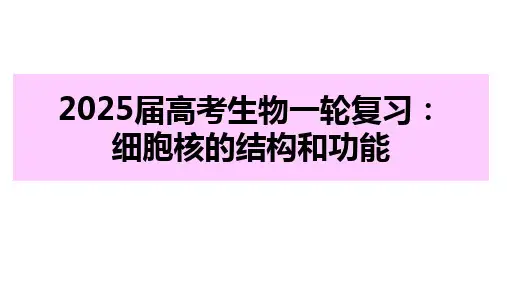 2025届高考生物一轮复习细胞核的结构和功能