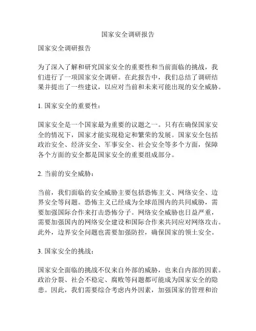 国家安全调研报告